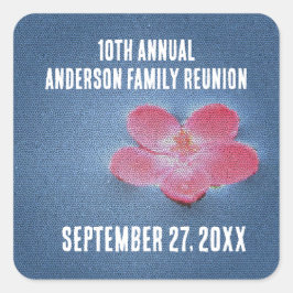 家族懇親会ピクニックかわいい花毎年の集まり スクエアシール