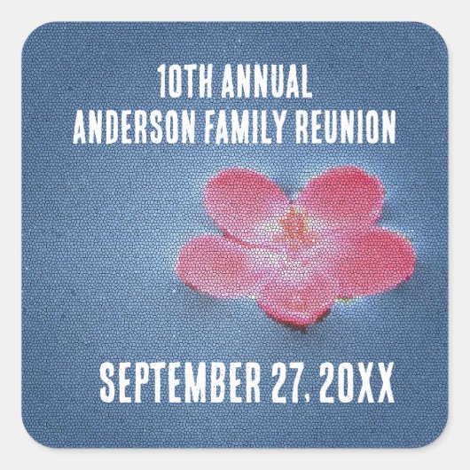 家族懇親会ピクニックかわいい花毎年の集まり スクエアシール (正面)