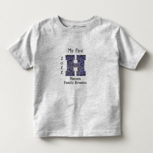 家族懇親会モザイク文字H姓モノグラム トドラーTシャツ