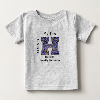 家族懇親会モザイク文字H姓モノグラム ベビーTシャツ