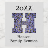 家族懇親会モザイク文字H姓モノグラム ワインラベル (シングルラベル)