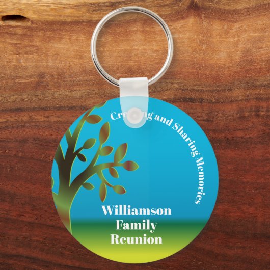 家族懇親会モダン家族の木の共有の思い出 キーホルダー (正面)