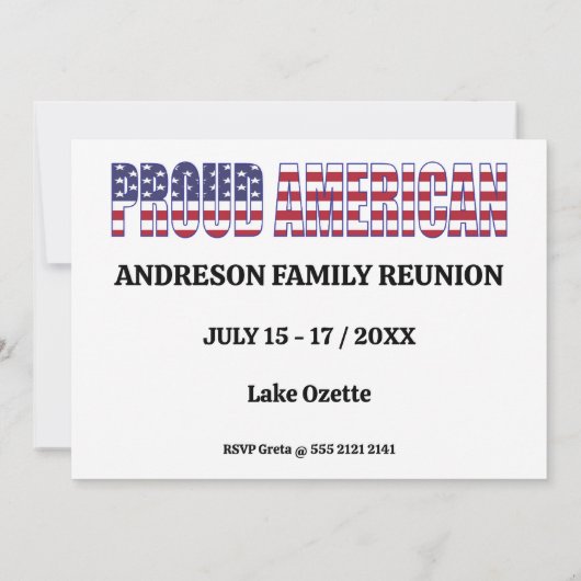 家族懇親会ワシントン州マップ米国国旗 招待状 (裏面)