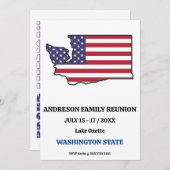 家族懇親会ワシントン州マップ米国国旗 招待状 (正面/裏面)