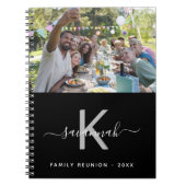 家族懇親会写真白黒モノグラム ノートブック (正面)