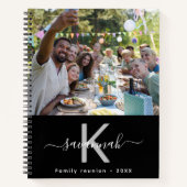 家族懇親会写真白黒モノグラム ノートブック (正面)