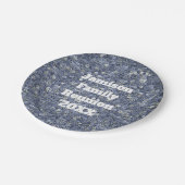 家族懇親会年と姓ブルーモザイク ペーパープレート (アングル)