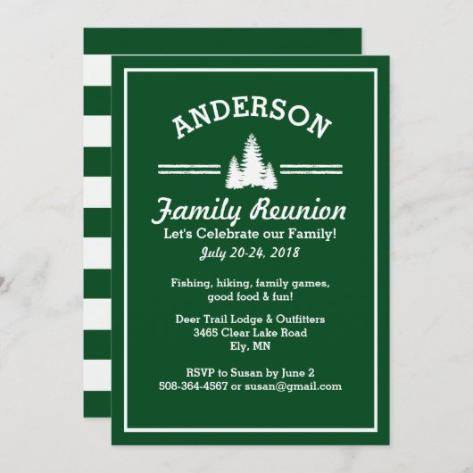 家族懇親会旅行 | パイン素朴ツリーズレイクハウス 招待状 (正面/裏面)