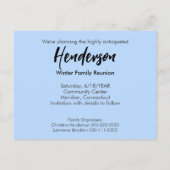 家族懇親会日付を保存する雪の冬の《植物》アスペン 案内ポストカード (裏面)