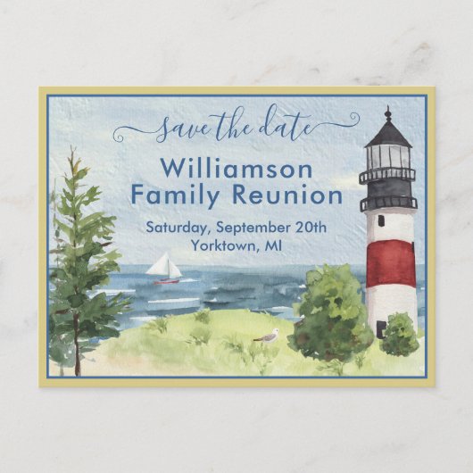 家族懇親会日付を保存ライトハウスQRコード 案内ポストカード (正面)