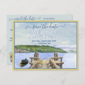 家族懇親会日付湖波止場QRコードを保存 案内ポストカード (正面/裏面)