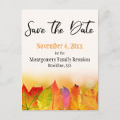 家族懇親会日付秋の葉を保存縁ど 案内ポストカード (正面)