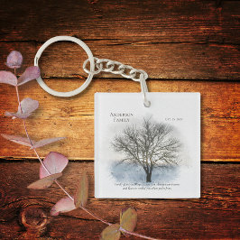 家族懇親会水色ツリーパーティーの好意 キーホルダー