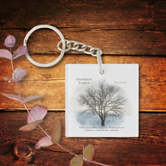 家族懇親会水色ツリーパーティーの好意 キーホルダー