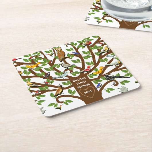 家族懇親会記念品 スクエアペーパーコースター (アングル)