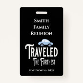 家族懇親会賞が最も遠い車を旅 バッジ (正面)