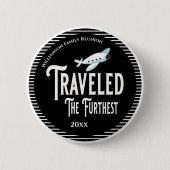 家族懇親会賞が最も遠く行った 缶バッジ (正面)