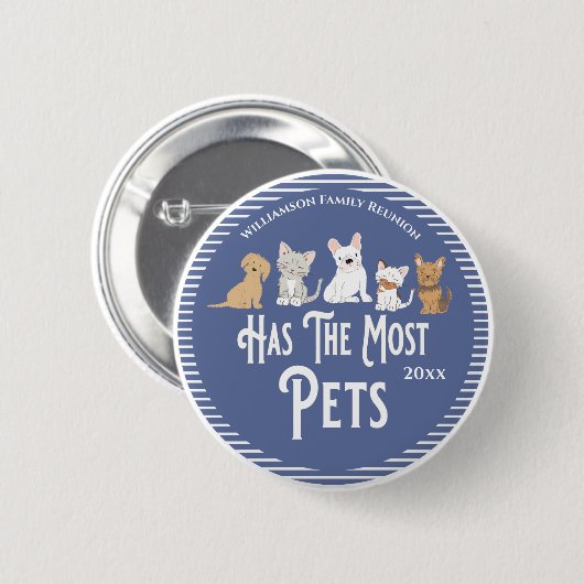 家族懇親会賞はペットの数が最も多い 缶バッジ (正面&裏面)