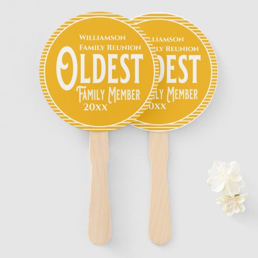 家族懇親会賞最年長の家族 ハンドファン (正面&裏面)