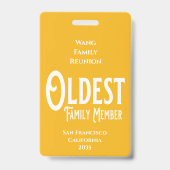 家族懇親会賞最年長の家族 バッジ (表面)