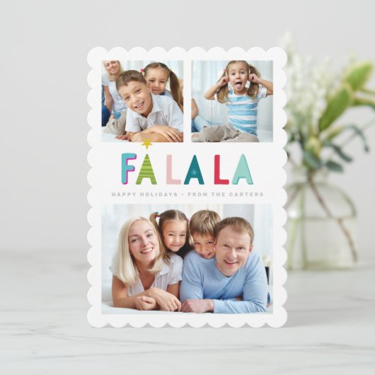 家族数々の写真はっきりした明るいカラフルfa la la 案内状 (スタンド正面)