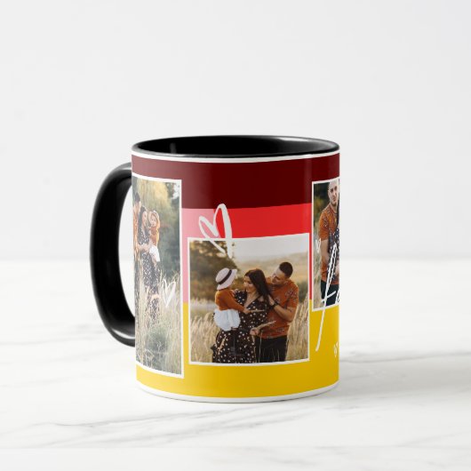 家族数々の写真コラージュハートスクリプトコーヒー マグカップ (正面左)