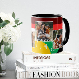 家族数々の写真コラージュハートスクリプトコーヒー マグカップ