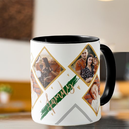 家族数々の写真コラージュハートスクリプトコーヒー マグカップ