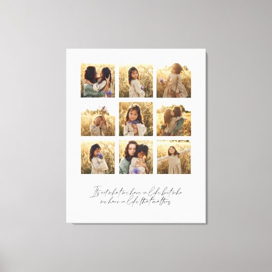 家族数々の写真ハート引用文エレガントスタイリッシュ キャンバスプリント (正面)