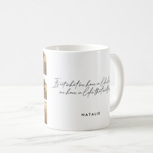 家族数々の写真ハート引用文エレガントスタイリッシュ コーヒーマグカップ (正面右)