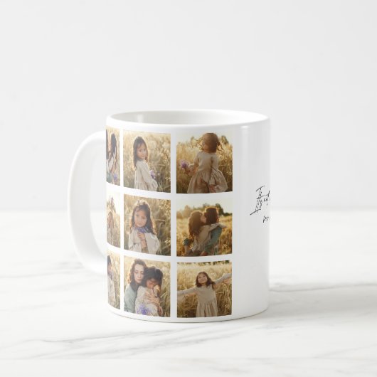 家族数々の写真ハート引用文エレガントスタイリッシュ コーヒーマグカップ (正面左)