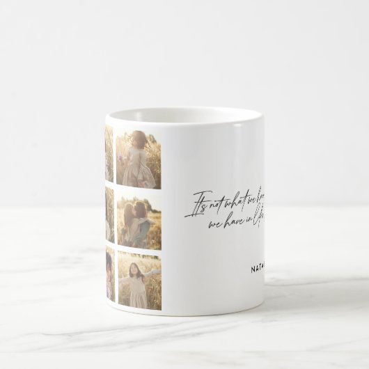 家族数々の写真ハート引用文エレガントスタイリッシュ コーヒーマグカップ (中央)