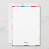 家族数々の写真モダンミニマル縁ど赤ピンク シーズンカード (裏面)