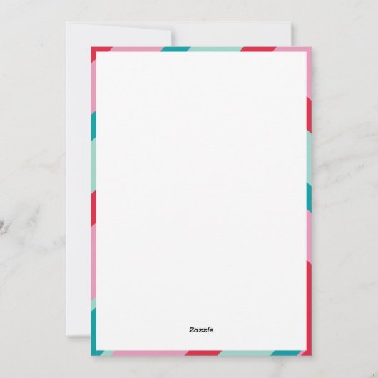 家族数々の写真モダンミニマル縁ど赤ピンク シーズンカード (裏面)