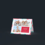 家族数々の写真モダン可愛い縁ど赤ピンク シーズンカード<br><div class="desc">kat massard >>> WWW.SIMPLYSWEETPAPERIE.COM<<< An elegant card design featuring quote that you can change yourself! White geometric border on the backside,  giving you the opportunity to handwrite a personal message or place a full portrait photo. NOTE >> 連絡 me kat@simplysweetpaperie.com写真のサイズを完全に変更する必要がありまもしす。</div>