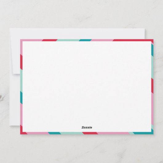 家族数々の写真モダン可愛い縁ど赤ピンク シーズンカード (裏面)