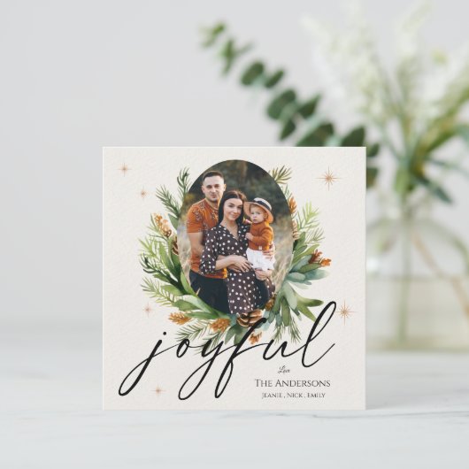 家族数々の写真緑の離れクリスマスの喜び シーズンカード (スタンド正面)