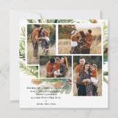 家族数々の写真緑の離れクリスマスの喜び シーズンカード (裏面)