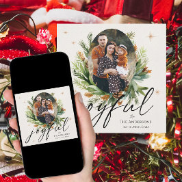 家族数々の写真緑の離れクリスマスの喜び シーズンカード