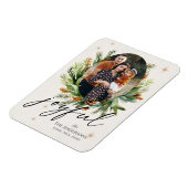 家族数々の写真緑の離れクリスマスの喜び マグネット (左側)