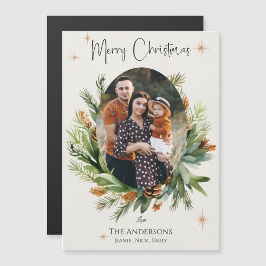 家族数々の写真緑葉のクリスマス (正面/裏面)