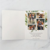 家族数々の写真緑葉のクリスマス カード (内部)