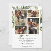 家族数々の写真緑葉のクリスマス シーズンカード (裏面)