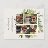 家族数々の写真緑葉のクリスマス シーズンポストカード (裏面)