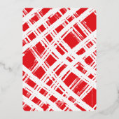 家族数々の4写真モダン書メリー赤 箔シーズンカード (裏面)