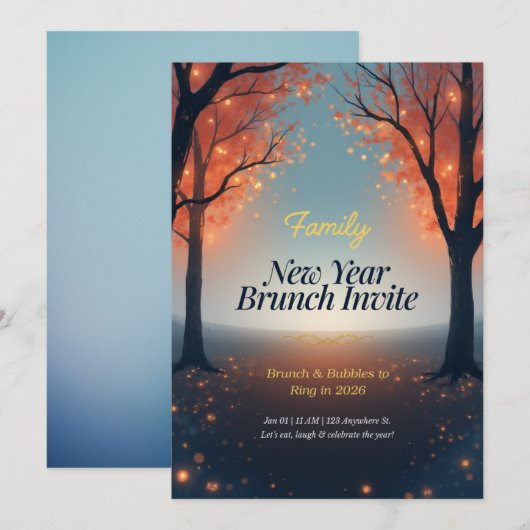 家族新年ブランチご招待 魔法の森 招待状 (正面/裏面)