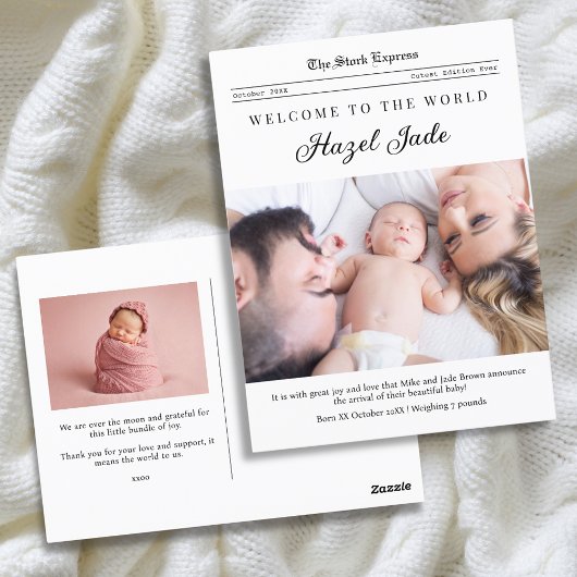 家族新聞の誕生のお知らせ ポストカード