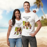 家族旅行の写真コラージュ Tシャツ<br><div class="desc">自分の写真ユニークコラージュを作る。4枚、4枚の写真を使お気に入りの用する。パーソナライズして文字、年を追加。</div>