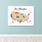 家族旅行アドベンチャーカスタムフォトコラージュUSA キャンバスプリント (インサイチュ (ウッドフロア))