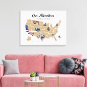 家族旅行アドベンチャーカスタムフォトコラージュUSA キャンバスプリント (インサイチュ (リビング))